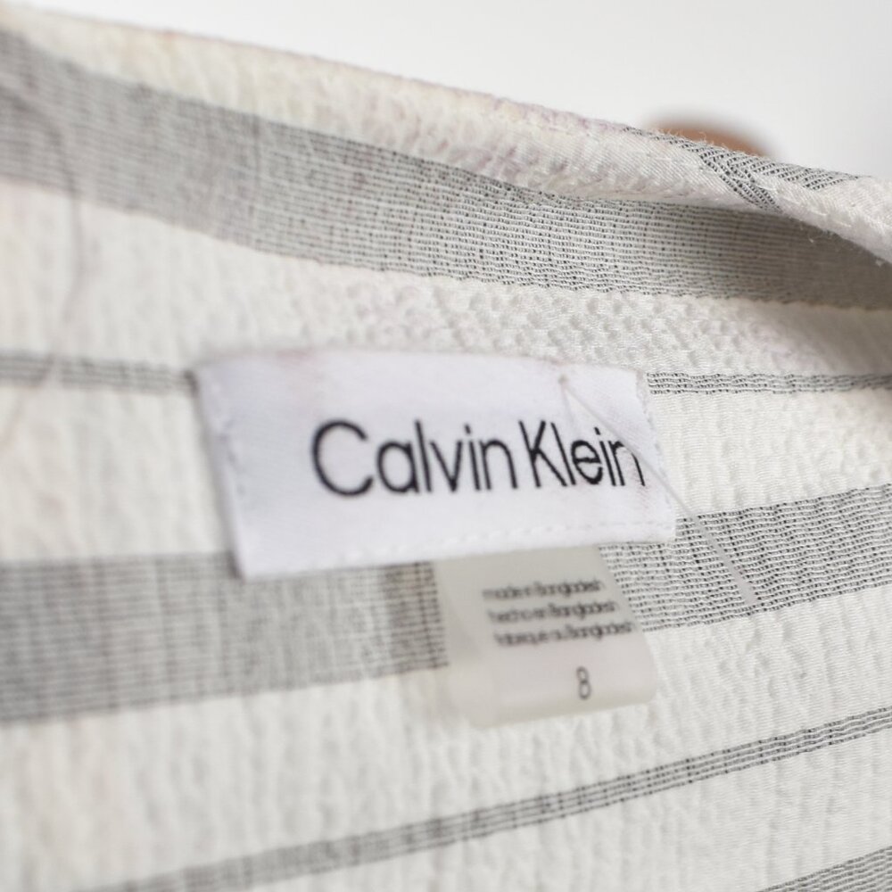 Calvin Klein Striped Wrap Style Dress - 8 - Picture 9 of 9